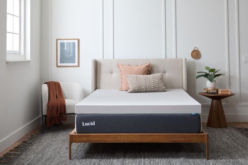 Lucid 4 Inch Bamboo Charcoal Infused Memory Foam Mattress Topper - Queen Size – Moisture and Odor Control - Ventilated - Ultra Plush Feel, Pressure-Relief Bed Topper – CertiPur Certified