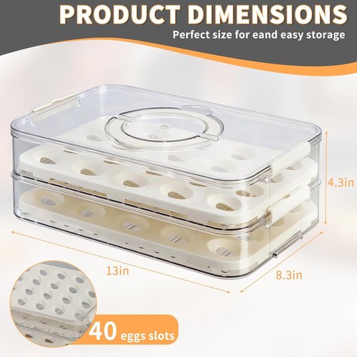 Deviled Egg Carrier by [Brand Name] - Durable 2-Layer Plastic Container with Lid | Holds 40 Eggs, Easy Carry Handle