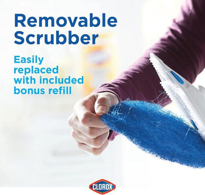 Clorox Extendable Tub & Tile Scrubber - Heavy Duty Bathroom Cleaning Brush with Pivoting Head & Refill Pad