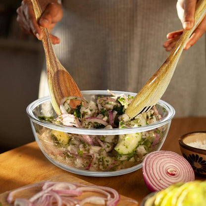 Skiennix 6.5 Quart Glass Bowl with Lid - Perfect for Sourdough Bread Making & Salad Prep | 12.3 Inch Clear Design