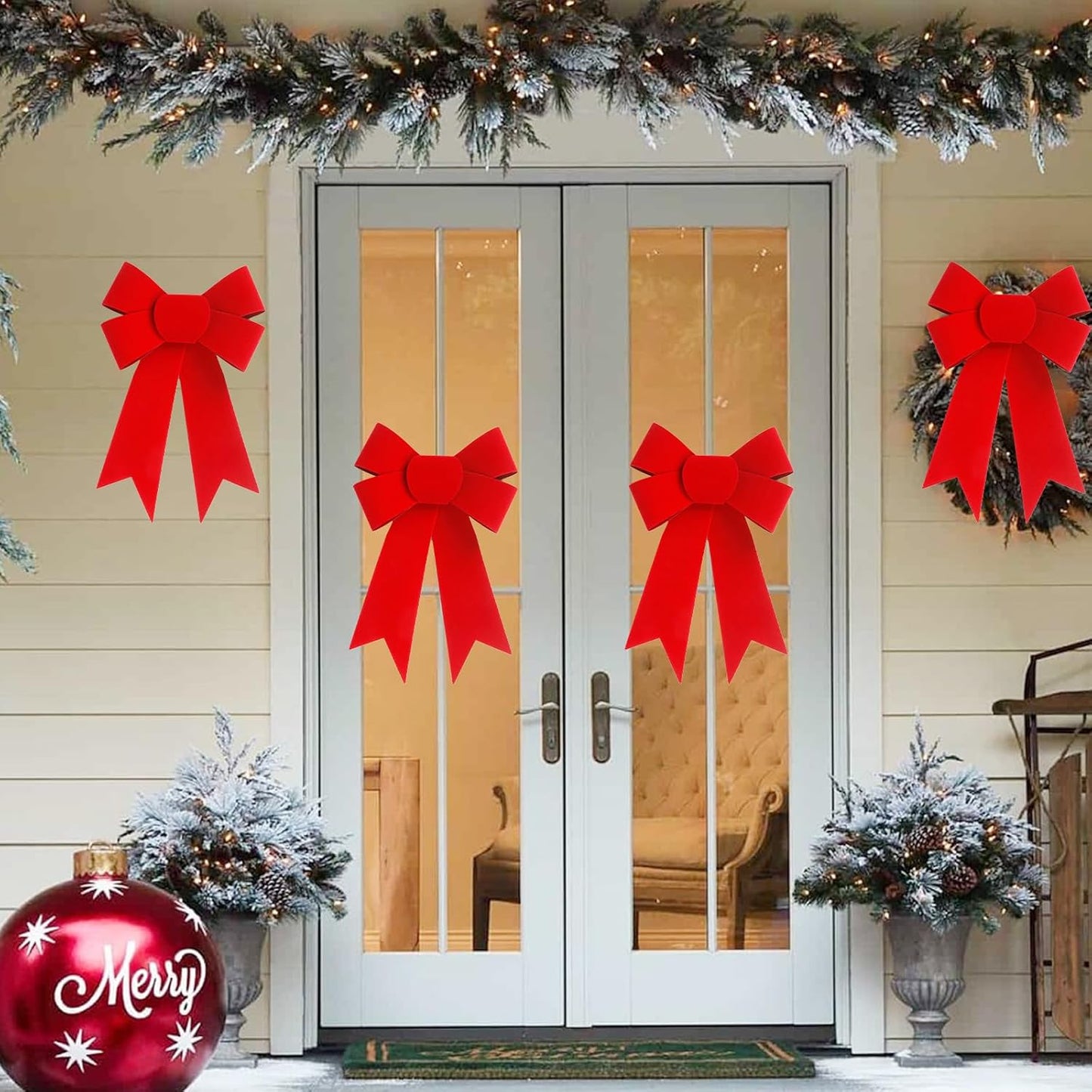 Regine Switzerland 12 PCS Red Velvet Bows - 5x8 Inch Christmas Decorations for Trees & Wreaths