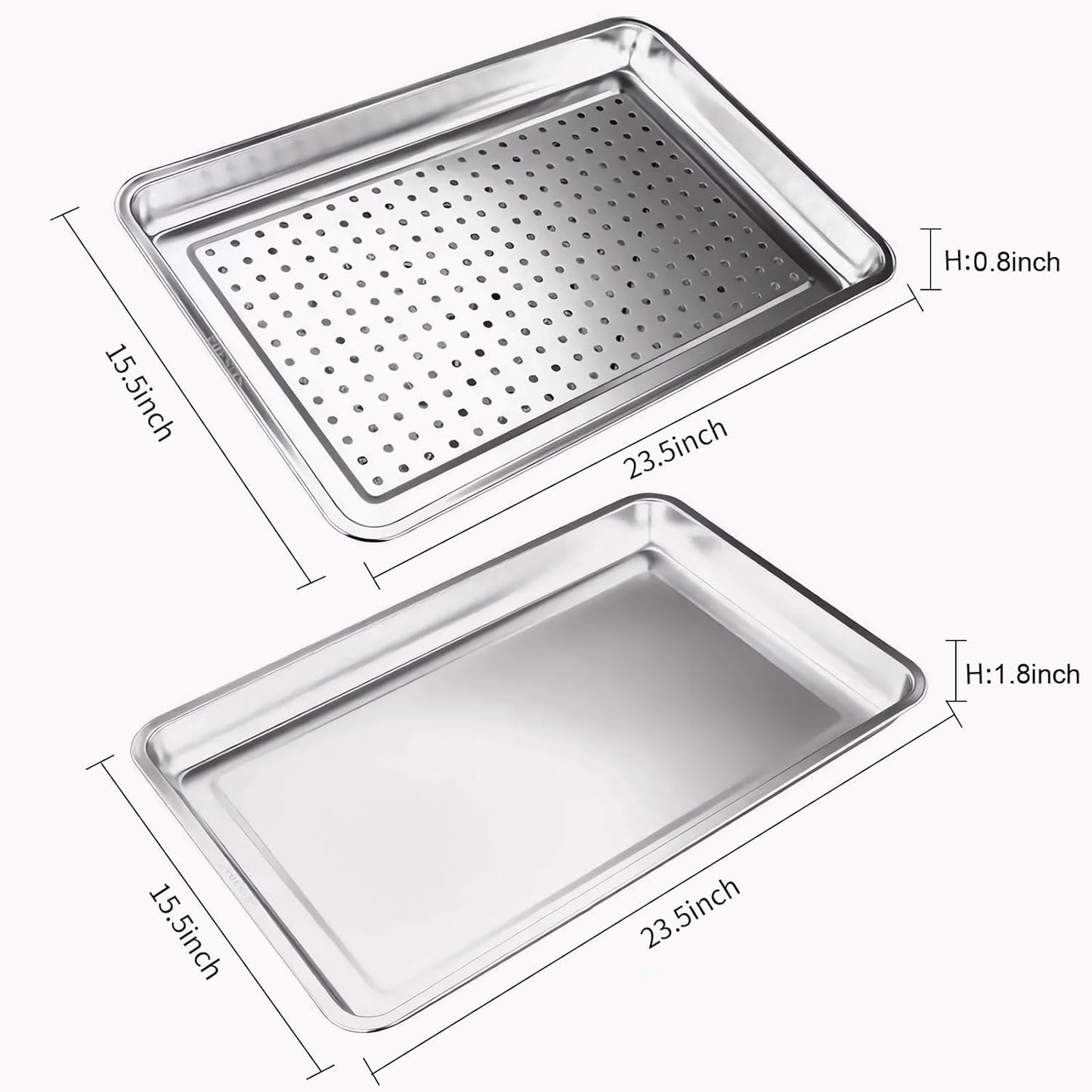 Regine Switzerland Extra Large 304 Stainless Steel Baking Pan Set - 2-Pack, Non-Toxic Bakeware, 1 Solid & 1 Perforated