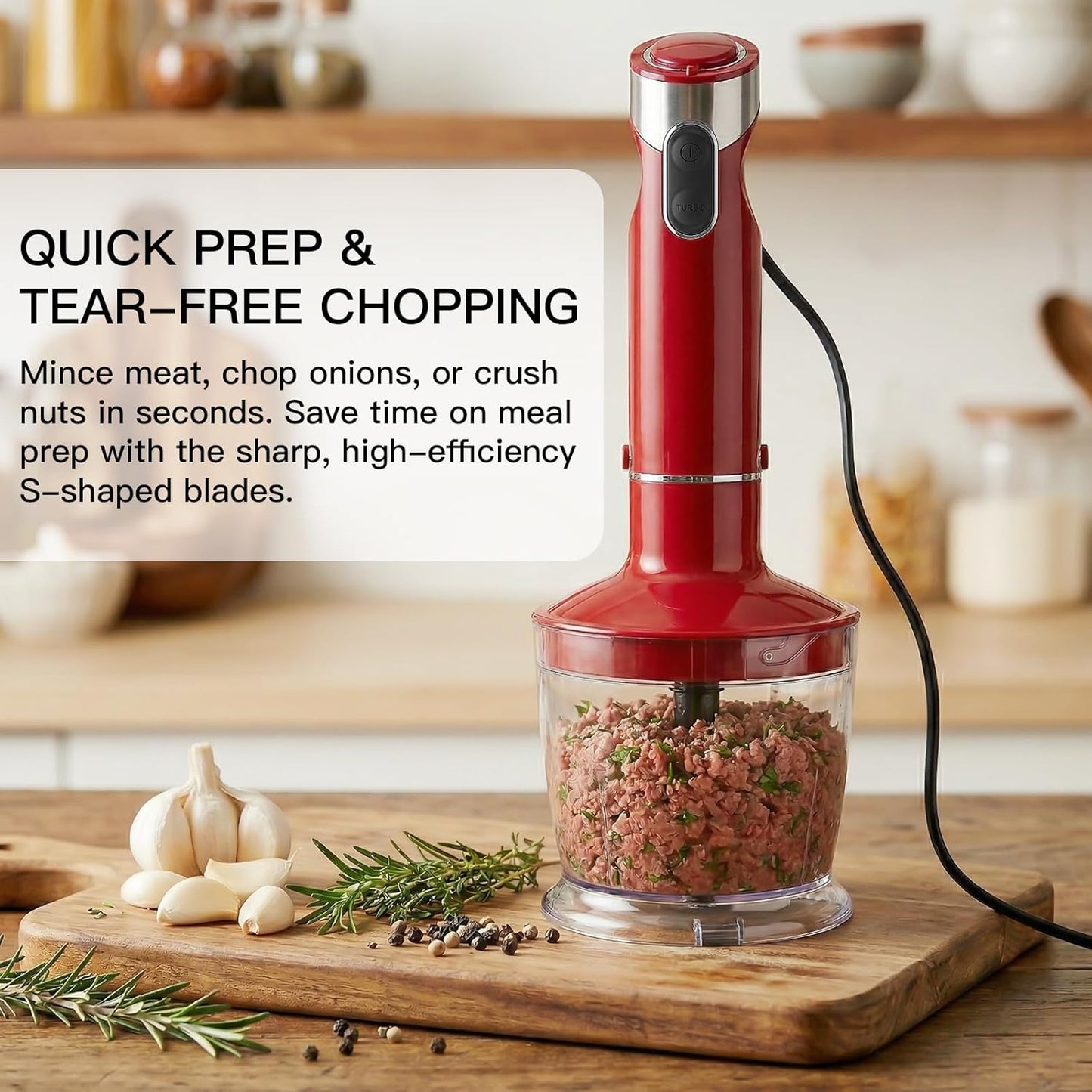 Megawise 5-in-1 Hand Immersion Blender Set - 1000W Powerful Stick Blender with Turbo Mode & Accessories