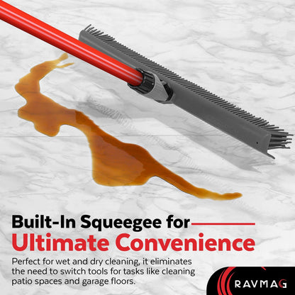 Skiennix 2-in-1 Silicone Rubber Broom | Swivel Pet Hair Removal with Long Handle - Ideal for Carpet & Floors