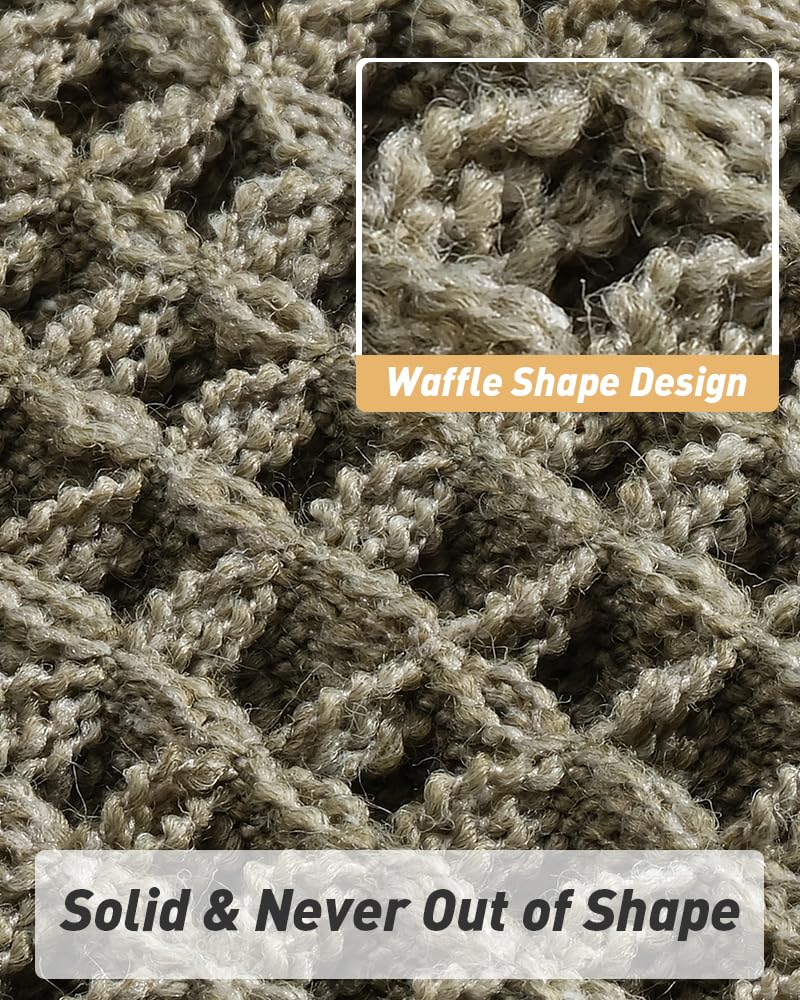 Upgraded Waffle Bath Mats Set of 2, Super Absorbent Non Slip Bath Mats for Bathroom Floor, Washable Boho Bathroom Rugs Set 2 Piece with Tassels, Soft Bathroom Mat Set, 17" x 24" (2 Pack), Green