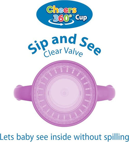 Dr. Brown's 360 Convertible Toddler Training Cup Set - Interchangeable Silicone Straw, Pink Coral, 10 oz, BPA-Free, 2-Pack