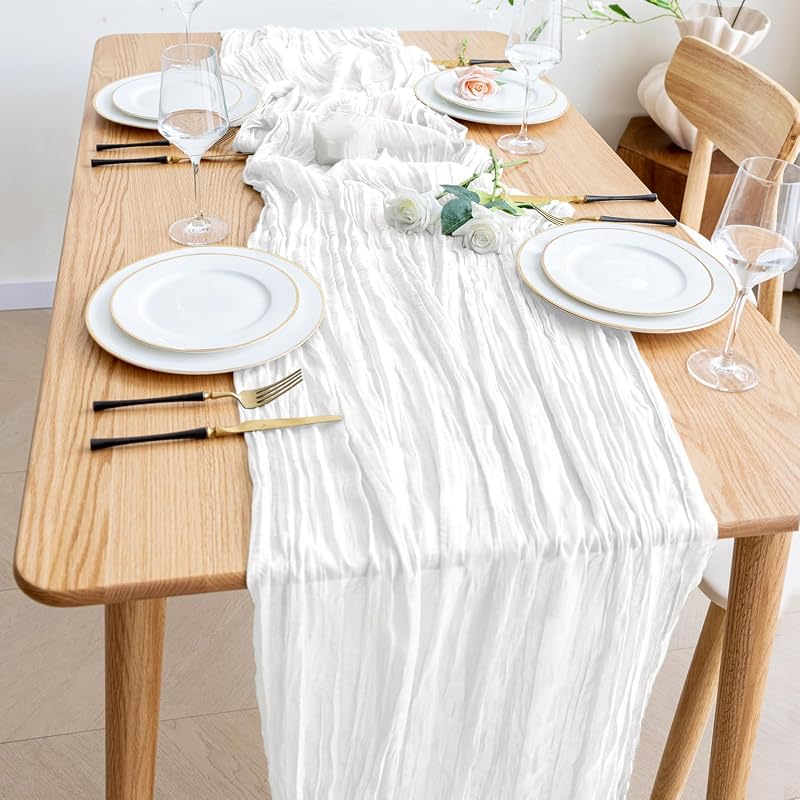 Ivory Cheesecloth Table Runner 10ft - Boho Gauze 6 Pack (Variation: Ivory+6 Pack)