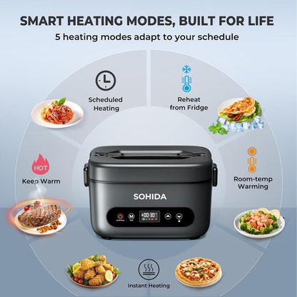 100W Cordless Electric Lunch Box - Rechargeable Heated Food Warmer | 1.2L Portable Design for Work & Outdoor Use