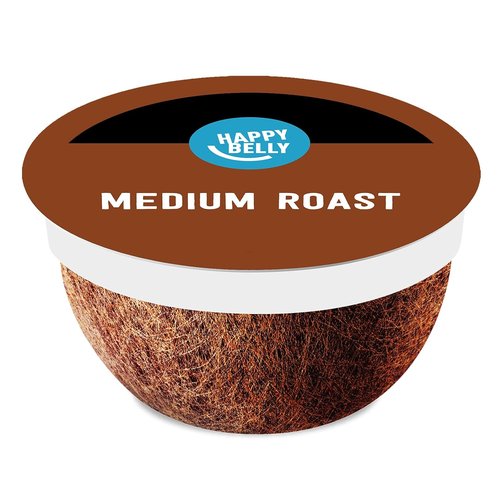 Happy Belly Compostable Coffee Pods - Medium Roast, Compatible with K-Cup Brewer | 96 Count