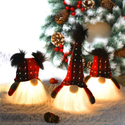 Juegoal Lighted Christmas Gnome Set - Handmade Mini Scandinavian Tomte | Battery Operated Winter Decor
