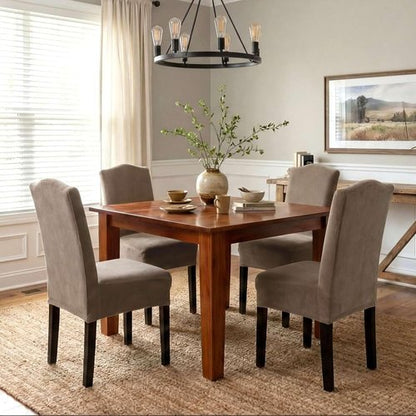 H.VERSAILTEX Dining Chair Covers - Stretch Velvet Slipcovers for Parson Chairs | Set of 4, Taupe