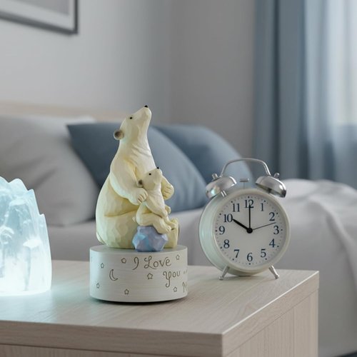 AIDLNS Polar Bear Music Box - Hand-Painted Figurine with "I Love You to the Moon" | Perfect Gift for Family