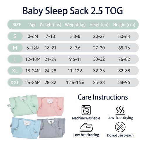 EasyFi Rayon Made from Bamboo Sleep Sack 18-24 Months 2.5 Tog Winter Supersoft Toddler Sleep Sack 2t for Unisex Girl Boy Thick Warm Baby Sleeping Bag 2-Way Zipper Baby Wearable Blanket