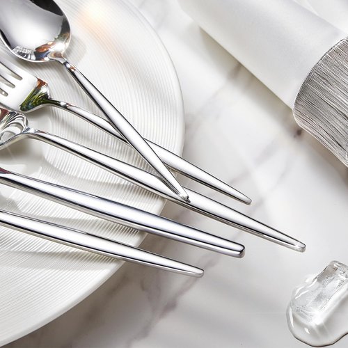 KINGSTONE 60-Piece Silverware Set - Premium 18/10 Stainless Steel Cutlery for Home & Weddings