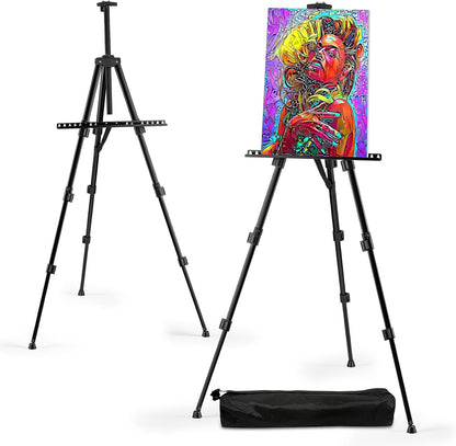RRFTOK Easel Stand for Sign & Painting - Adjustable Metal Tripod Art Easel 17-66 Inch with Carry Bag - Black