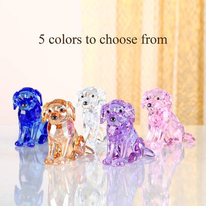 Crystal Labrador Dog Puppy Figurine Animals Lovely Craft Home Decor Ornaments Collectible Birthday Gifts (Gold)