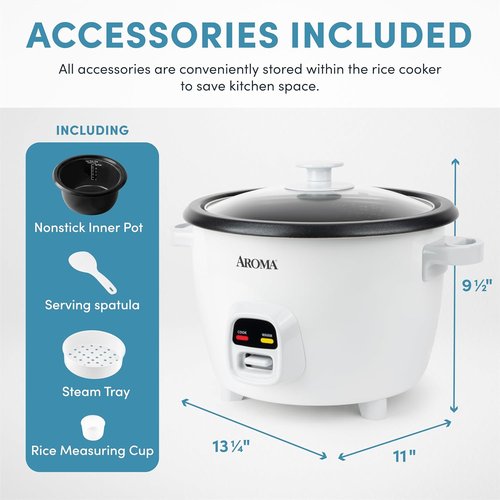 AROMA® Rice Cooker & Food Steamer - One-Touch Auto-Warm, 20 Cups Cooked Capacity (ARC-390NGP)