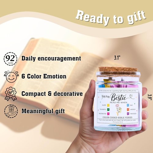 Bible Verse Jar - 92 Inspirational Scriptures for Friends | Faith-Based Encouragement Gift for Women