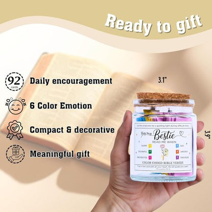 Bible Verse Jar - 92 Inspirational Scriptures for Friends | Faith-Based Encouragement Gift for Women