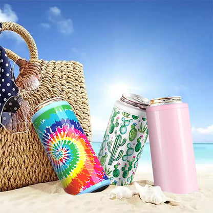 TILUCK Slim Can Cooler - Double-Walled Stainless Steel Insulator for 12 oz Cans | Cactus Color