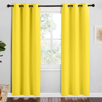 NICETOWN Bright Yellow Room Darkening Curtains - Thermal Insulated Grommet Drapes, 42" x 78" (Set of 2)