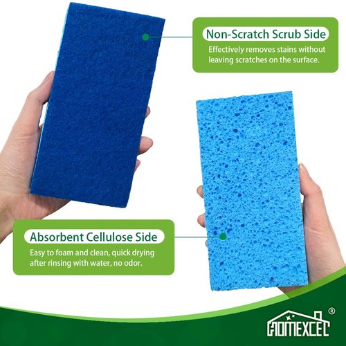 HOMEXCEL Extra Large Dish Sponge for Cleaning, Safe on Non-Stick Cookware, XL Non-Scratch Sponges Kitchen 6 Count, Dual Sided Scrub Sponges for Kitchen, Household, Bathroom and More