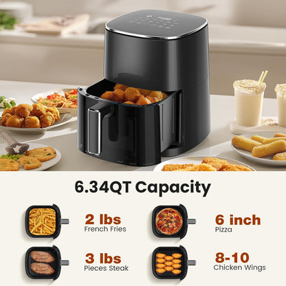 Sweetcrispy 6QT Air Fryer - 12-in-1 Square Air Fryer Oven with Window & Easy-Clean Basket, 400°F Rapid Air Technology