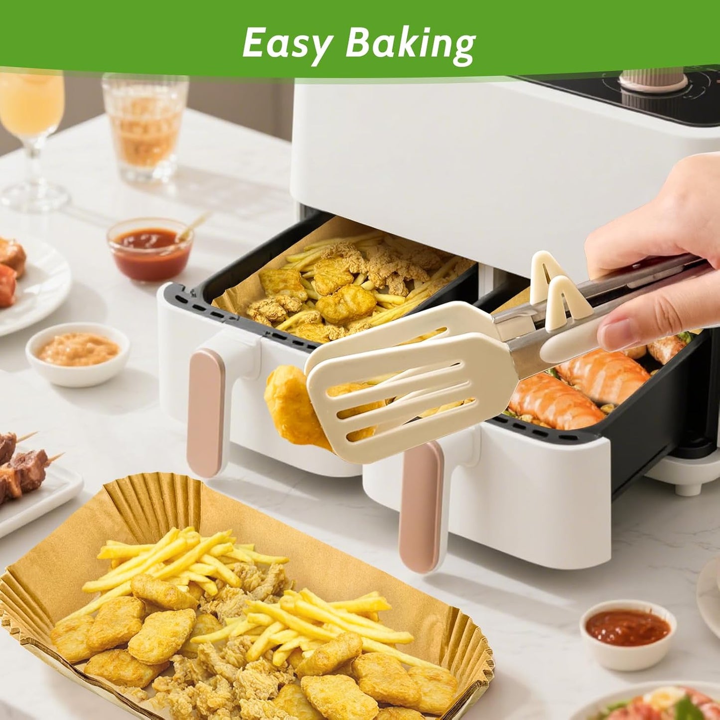 Unbleached Heavy Duty Air Fryer Paper Liners by [Brand Name] - 360 Pcs Non-Stick & Leak-Proof | 8.7" x 5.5"