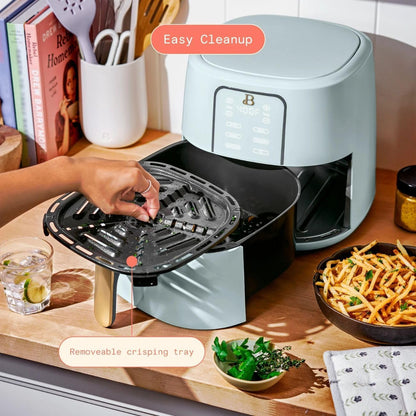 TurboCrisp 6-Quart Digital Air Fryer - Non-Stick, Dishwasher Safe, 4 Cooking Presets, 1750 Watt | Hydrangea Color