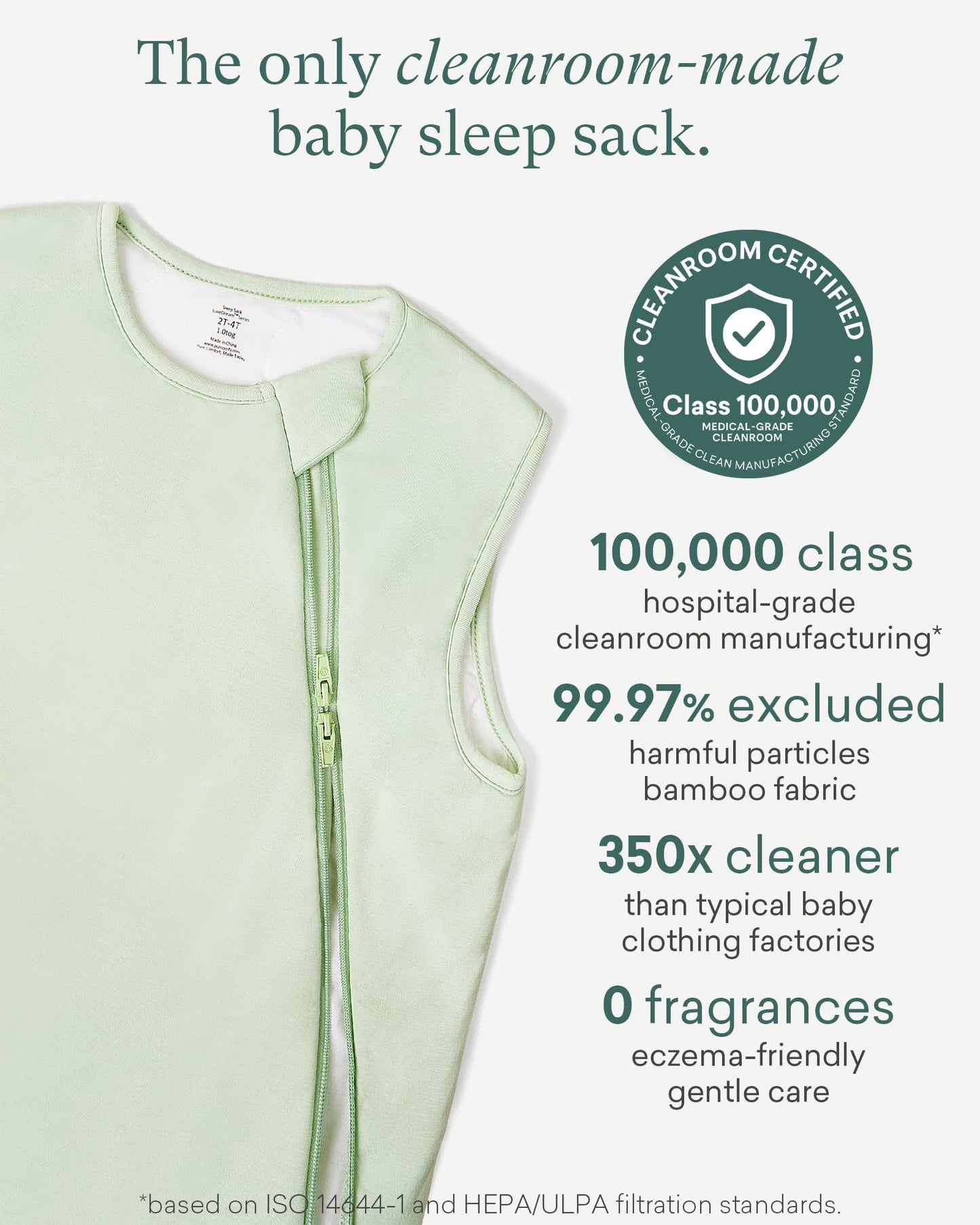 PurComfy Supersoft Sleep Sack 1.0 TOG, Premium Bamboo Viscose Baby Sleeping Bag, 2-Way Safe Zipper Sleep Sacks 6-15 Months (Sage)