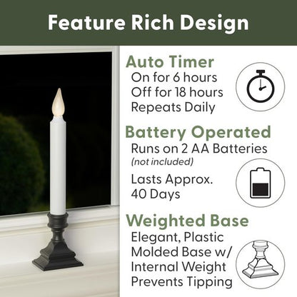 612 Vermont LED Window Candles - Battery Operated with Timer | Bright Hot Spot, Antique Bronze (Pack of 4)