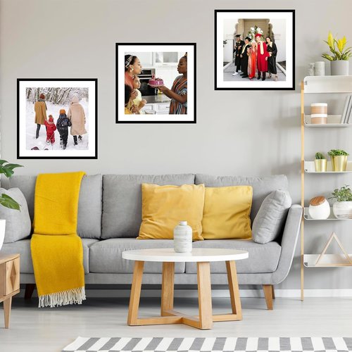 JCJMY 24x24 Picture Frame - Black Wall Hanging Frame with 20x20 Mat & Shatter Resistant Plexiglass