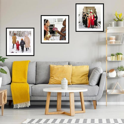 JCJMY 24x24 Picture Frame - Black Wall Hanging Frame with 20x20 Mat & Shatter Resistant Plexiglass