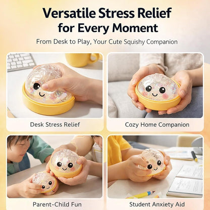 Skiennix Glitter Dumpling Squishy Toy - Stress Relief Sensory Squeeze Toy (White)