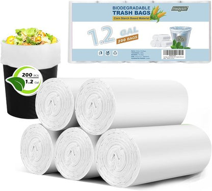 Inwaysin Small Trash Bags - 1.2 Gallon Clear Garbage Liners for Bathroom, Office, Kitchen | 200 Pcs