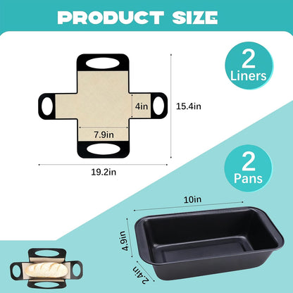 USA Pan 9 x 5 Loaf Pan Set - Nonstick Bread Pans with Silicone Sling for Perfect Baking