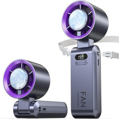 Kimguard Handheld Turbo Fan - Portable Ice Cooler with 20000 RPM Speed | Rechargeable Personal Fan in Purple