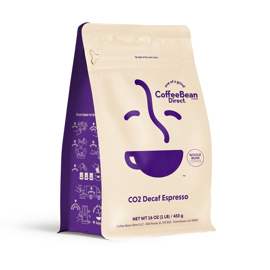 Coffee Bean Direct CO2 Decaf Espresso, Whole Bean Coffee, 1-Pound Bag