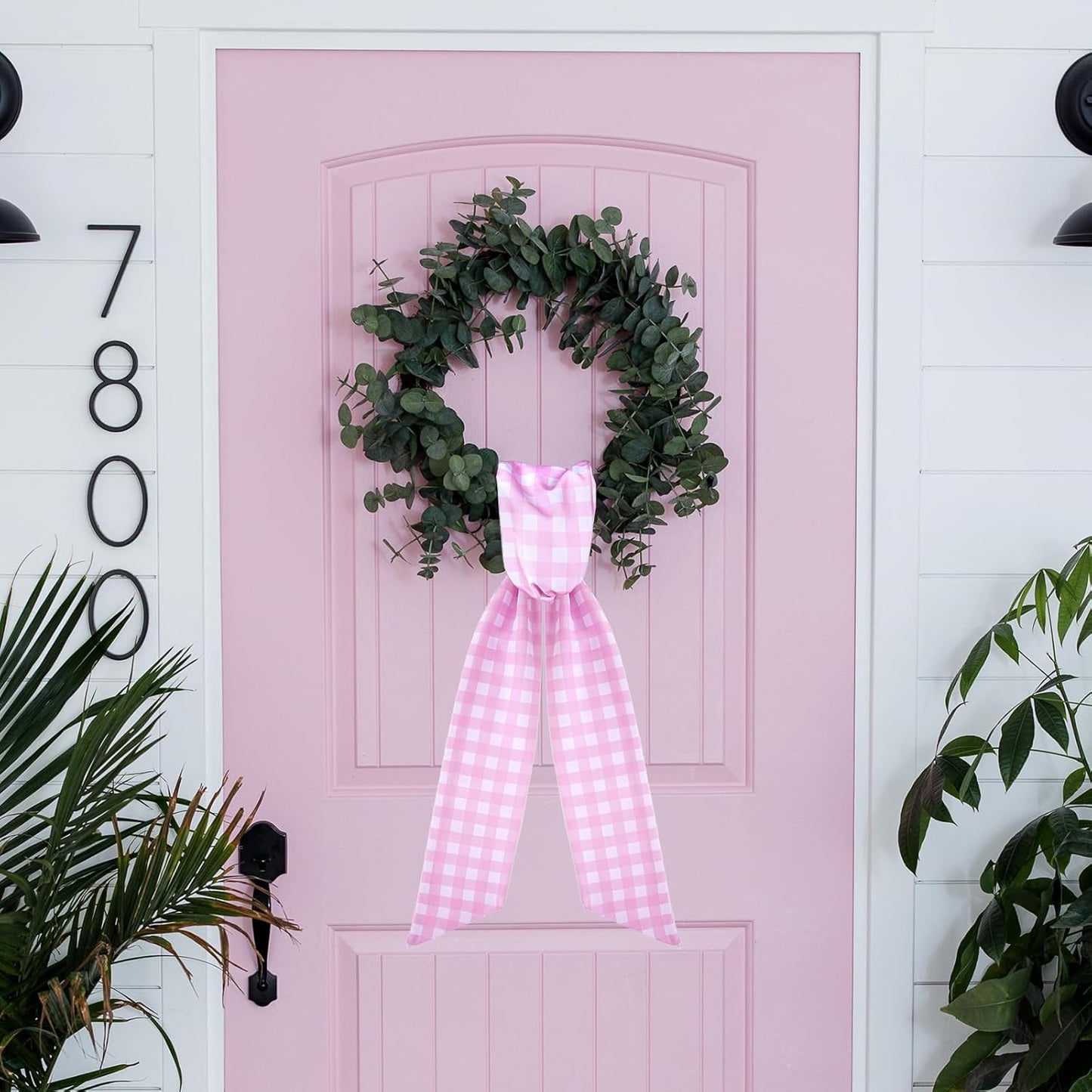 Pink Wreath Sash by [Brand Name] - 2 Cotton Plaid Sashes for Baby Shower Decor | 55.5 Inch DIY Embroidery
