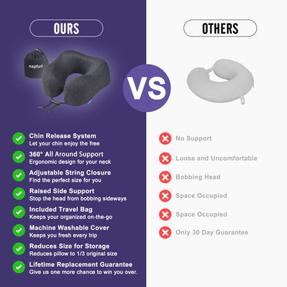 napfun Neck Pillow for Traveling, Upgraded Travel Neck Pillow for Airplane 100% Pure Memory Foam Travel Pillow for Flight Headrest Sleep, Portable Plane Accessories, Full Black