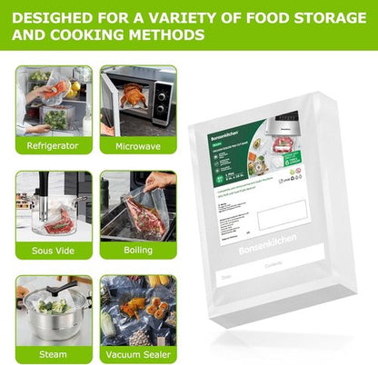 Bonsenkitchen Vacuum Food Sealer Bags - 100 Pint, BPA Free, Commercial Grade, 6" x 10" Size