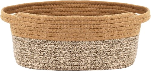 JMvicyroam Woven Basket - Small Rope Storage Bin with Handles for Organizing Shelves & Closets | Jute & Brown