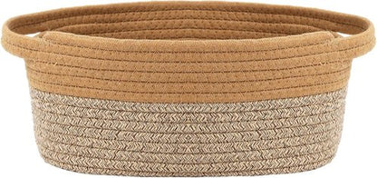 JMvicyroam Woven Basket - Small Rope Storage Bin with Handles for Organizing Shelves | Jute & Brown