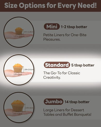 Bake Choice Black Cupcake Liners - 200 Pcs Food Grade Greaseproof Baking Wrappers | Perfect for Celebrations