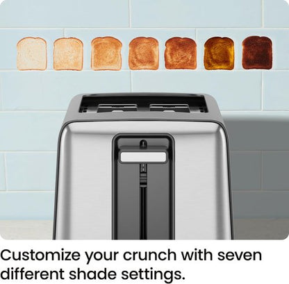 Chefman 2 Slice Toaster - 7 Shade Settings, Removable Crumb Tray, Ideal for Thick Bread & Bagels - Black