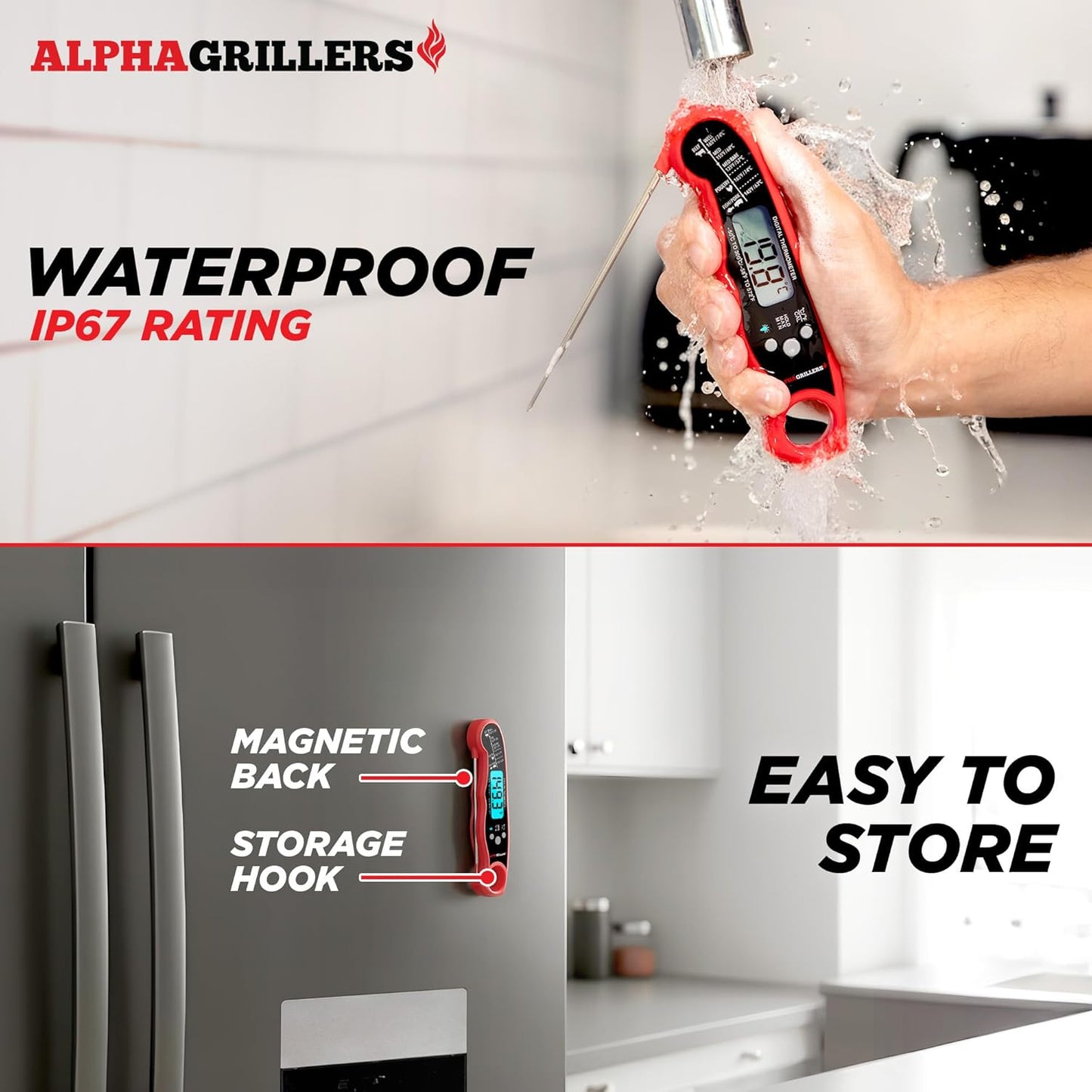 Alpha Grillers Digital Meat Thermometer - Instant Read Food Thermometer for Cooking & Grilling | Perfect Gift for Home Chefs