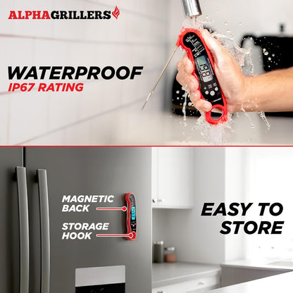 Alpha Grillers Digital Meat Thermometer - Instant Read Food Thermometer for Cooking & Grilling | Perfect Gift for Home Chefs