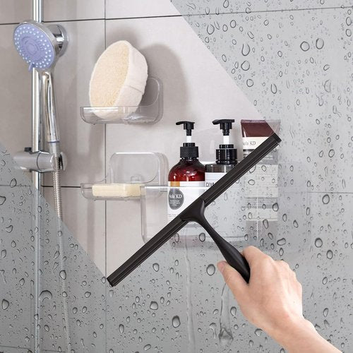 Ettori Shower Squeegee - All-Purpose Stainless Steel for Glass Doors, Windows & Mirrors | 10-Inch Black