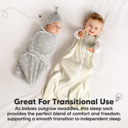 2-Pack Baby Sleep Sacks, Zipper Wearable Blanket - 0.5TOG Organic Cotton, Lightweight, Soft Cozy Toddler Sleeping Sack 6-12 months,Easy to Wear Large Newborn Transition Swaddles Sleepsacks(Glacier, M)