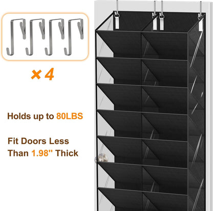 UVIAHOMI Over The Door Shoe Organizer - 10-Tier Clear Pocket Storage for Sneakers, Boots & Heels - Black